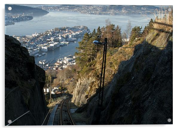 Bergen from Fløyen mountain Acrylic by John Boekee
