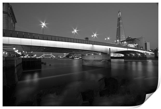 London Bridge Shard night Print by David French