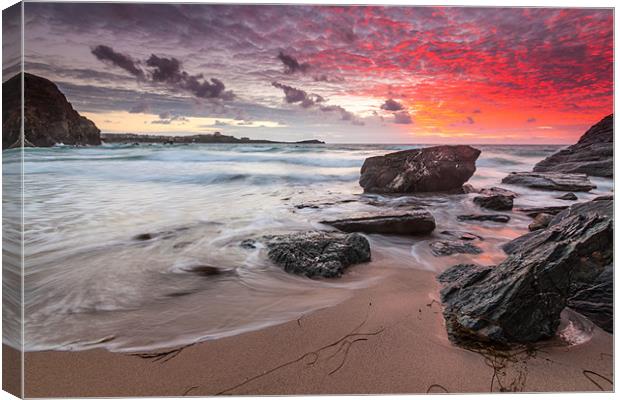 Lusty Glaze Cove at Sunset Canvas Print by Jonathan Swetnam