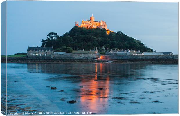 St Michaels Mount at Twilight Canvas Print by Diane Griffiths