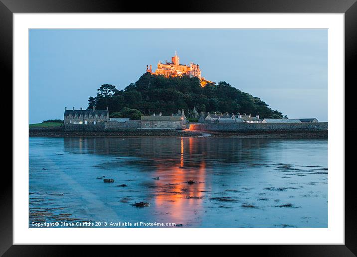 St Michaels Mount at Twilight Framed Mounted Print by Diane Griffiths