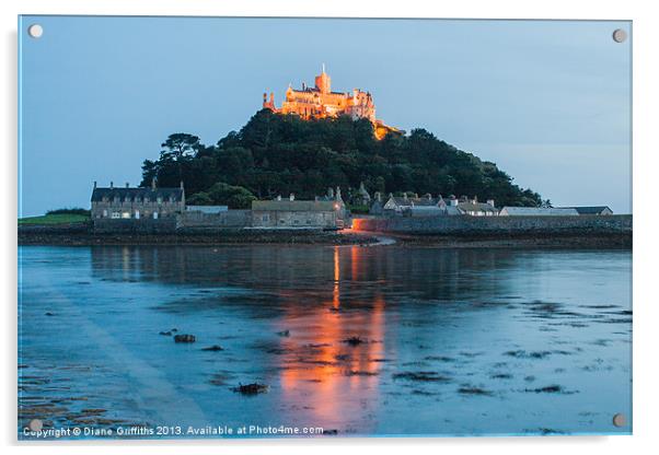 St Michaels Mount at Twilight Acrylic by Diane Griffiths