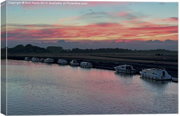 Acle river bure sunset Canvas Print by Avril Harris