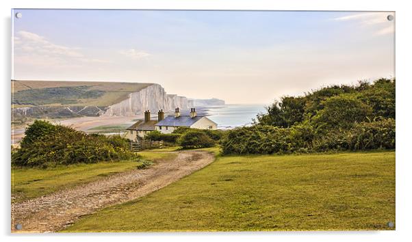 Seven Sisters Coastguard Cottages Acrylic by Robert  Radford