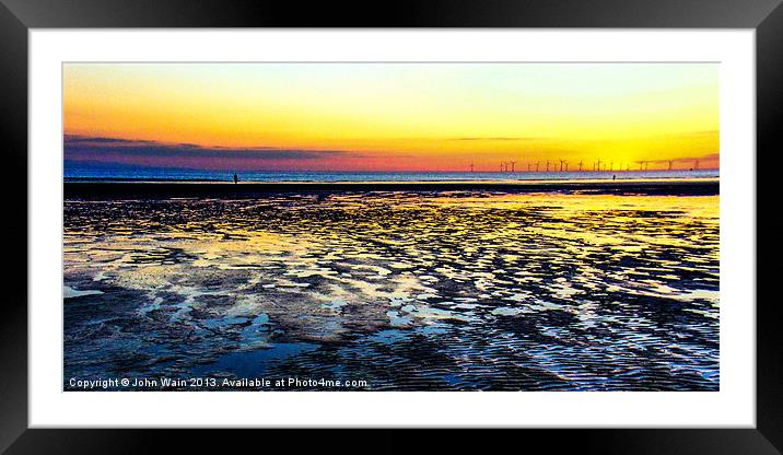 Low Tide and Wet Sand Framed Mounted Print by John Wain