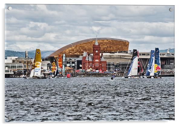 Extreme 40 At Cardiff Bay Acrylic by Steve Purnell