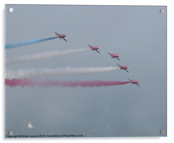 Red Arrows Reds 1-5 in formation Acrylic by Mark Jeapes