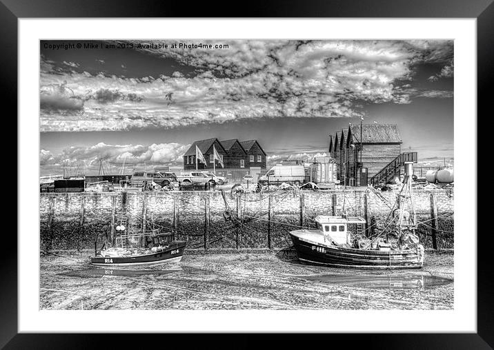 Whitstable harbour in mono Framed Mounted Print by Thanet Photos