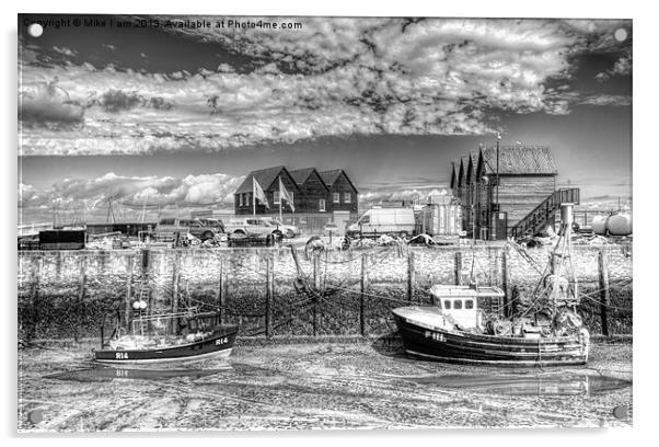 Whitstable harbour in mono Acrylic by Thanet Photos