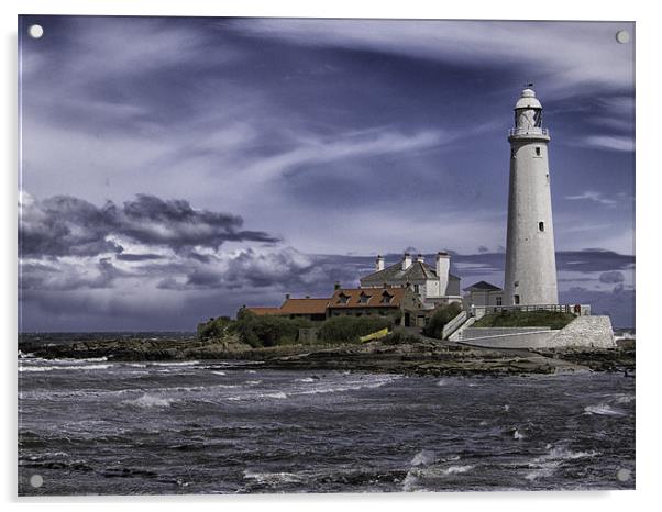st marys lighthouse Acrylic by Robert Bennett