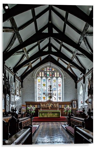 Whalley Parish Church interior Acrylic by Sandra Pledger