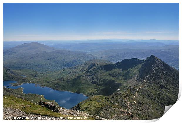 View from the top of Snowdon Print by Diane Griffiths