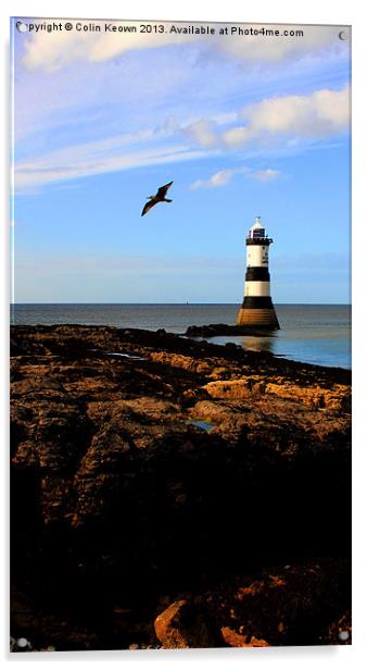 Trwyn Du Lighthouse. Acrylic by Colin Keown