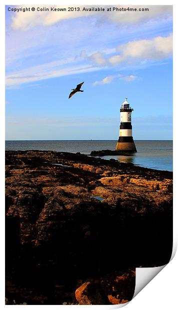 Trwyn Du Lighthouse. Print by Colin Keown