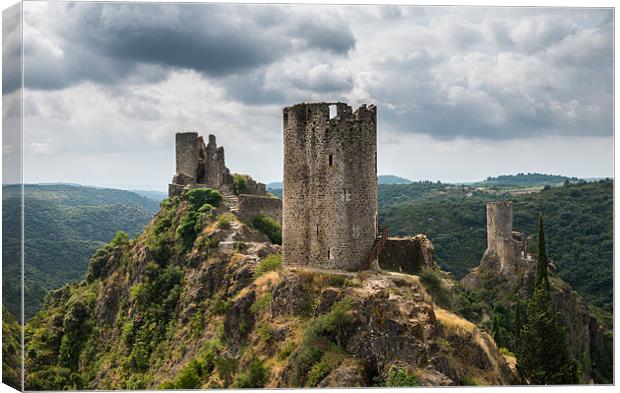 Castles at Lastours Canvas Print by Barry Maytum