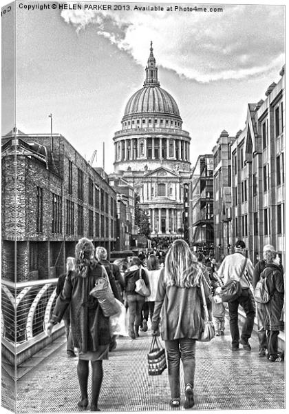 Walking to St.Pauls Canvas Print by HELEN PARKER