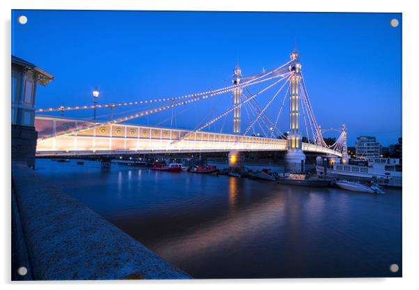 Albert Bridge at Dusk Acrylic by David French