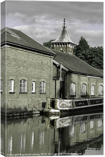 Bulbourne Workshops - monochrome Canvas Print by graham young