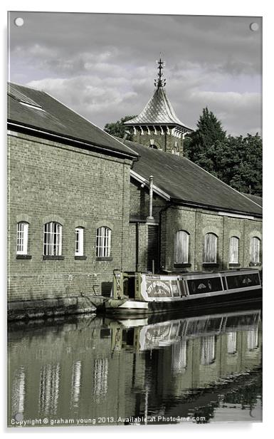 Bulbourne Workshops - monochrome Acrylic by graham young