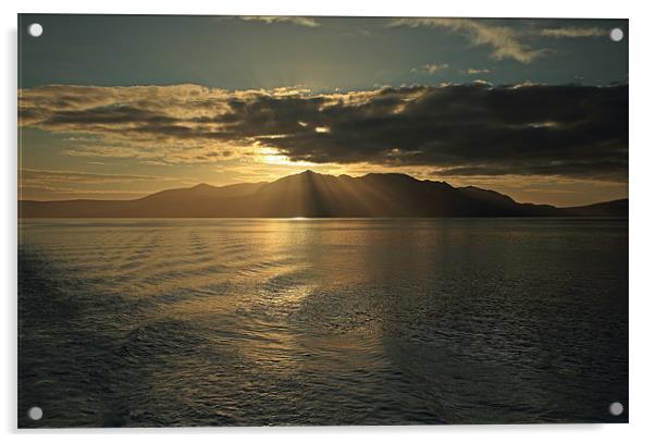Isle of Arran at Sunset Acrylic by Maria Gaellman