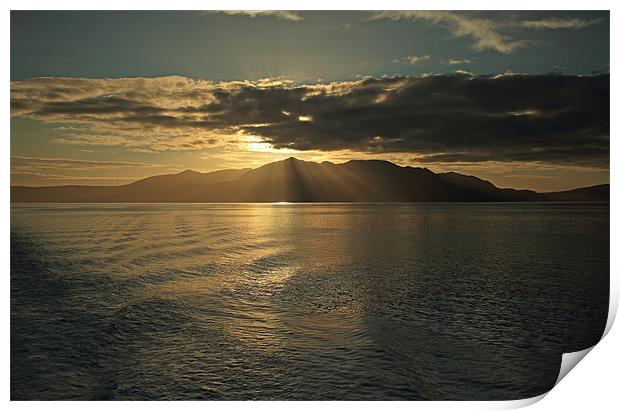Isle of Arran at Sunset Print by Maria Gaellman