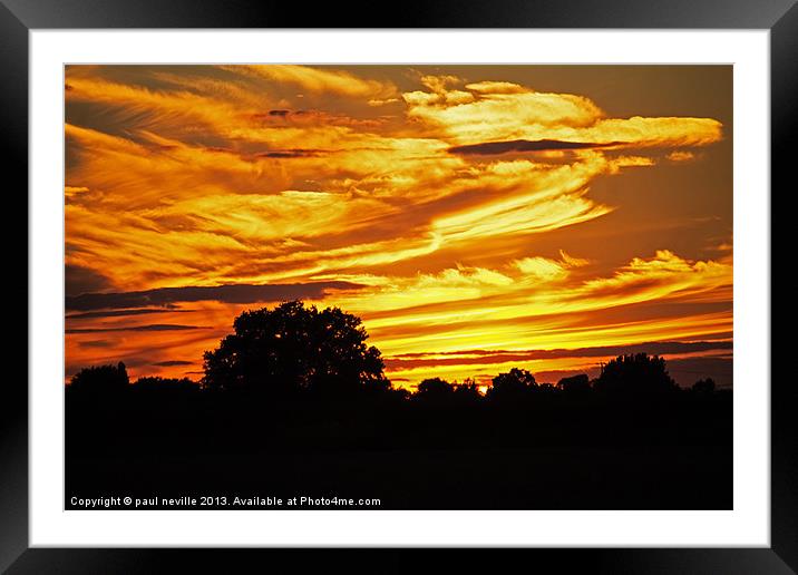 sunset Framed Mounted Print by paul neville