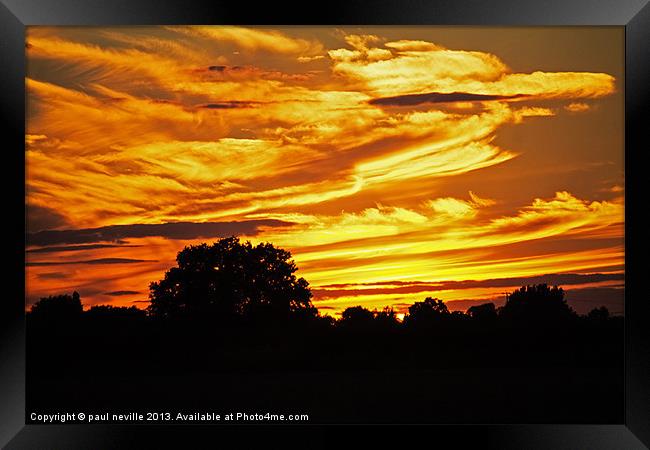 sunset Framed Print by paul neville