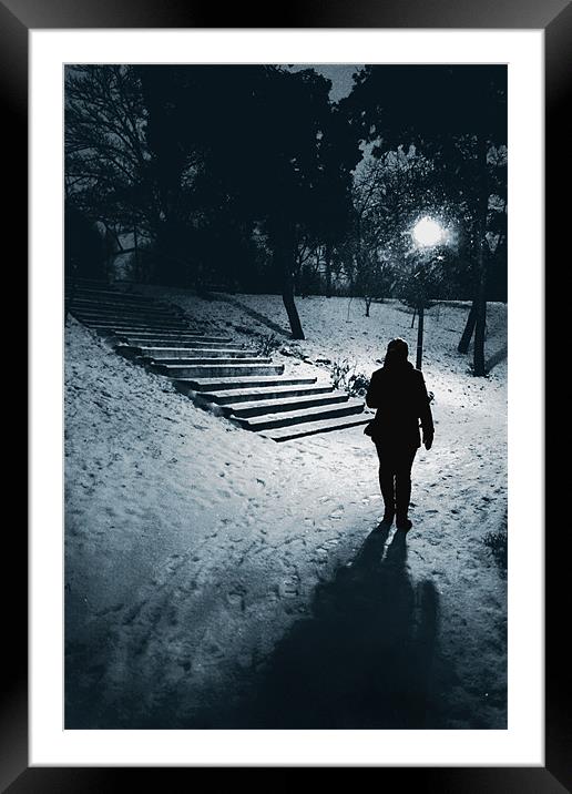 Winter walk Framed Mounted Print by Livia Ivanovici