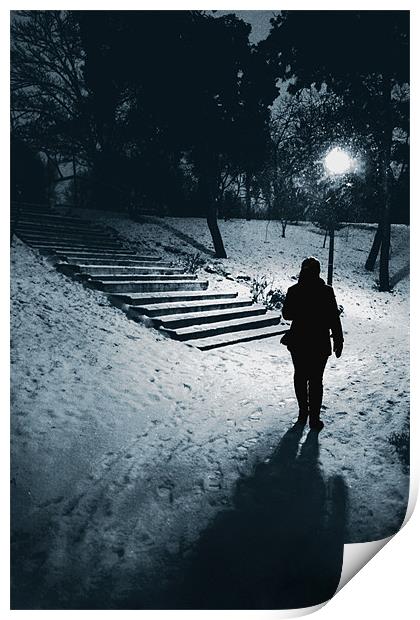 Winter walk Print by Livia Ivanovici