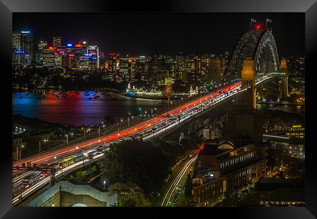 Sydney Rush Hour Framed Print by peter tachauer