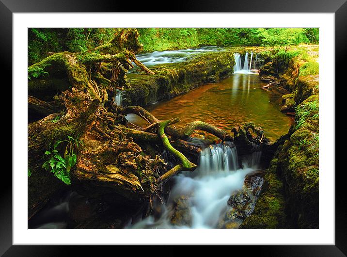 Waterfall county, South Wales Framed Mounted Print by Leighton Collins