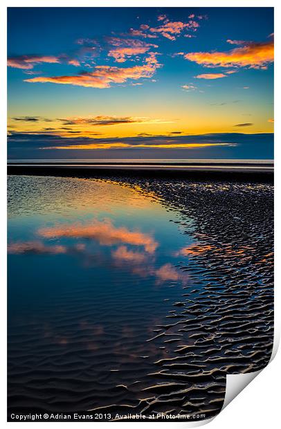 Rhyl Seascape Sunset Print by Adrian Evans