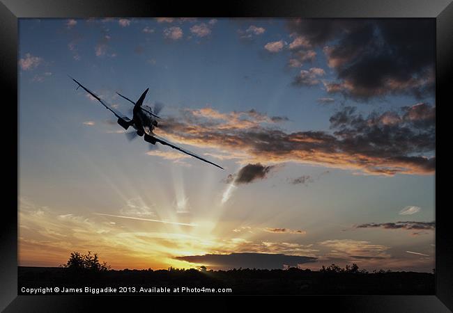 Spitfire Sunset Guardian Framed Print by J Biggadike