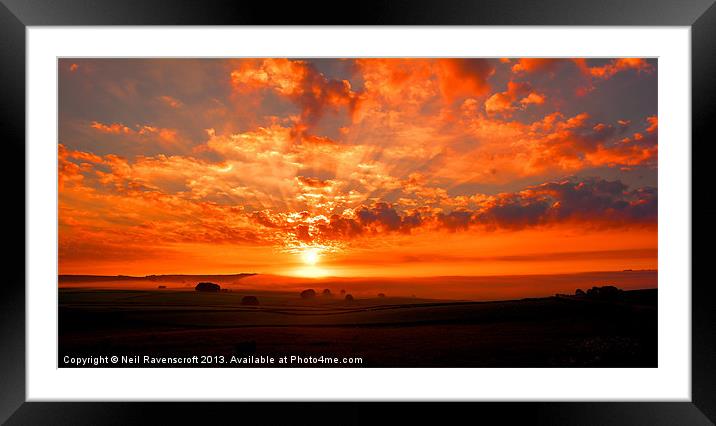 Misty morning sunrise Framed Mounted Print by Neil Ravenscroft