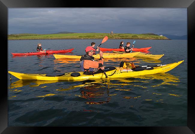 Kayaks in Dingle Bay Framed Print by barbara walsh