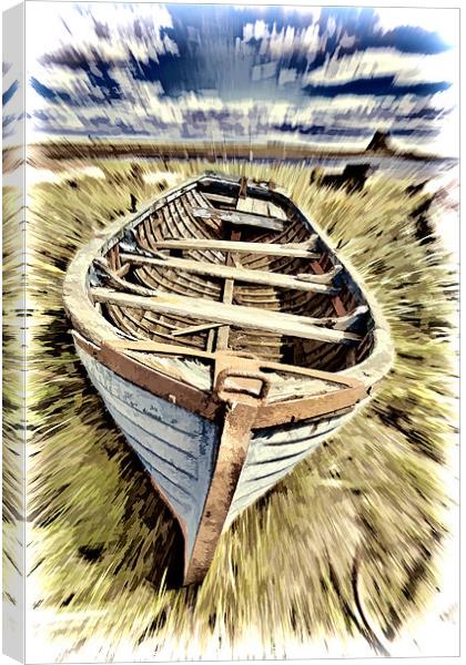 Boat Makes a Splash at Lindisfarne Canvas Print by Andy Anderson