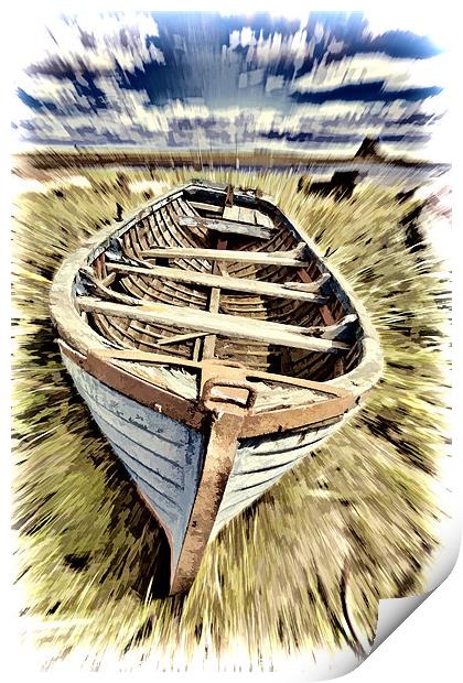 Boat Makes a Splash at Lindisfarne Print by Andy Anderson