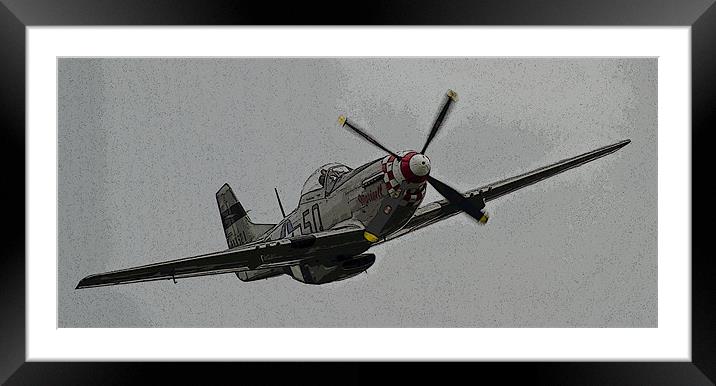 Mustang P51 Portrait Posterised Framed Mounted Print by Bill Simpson
