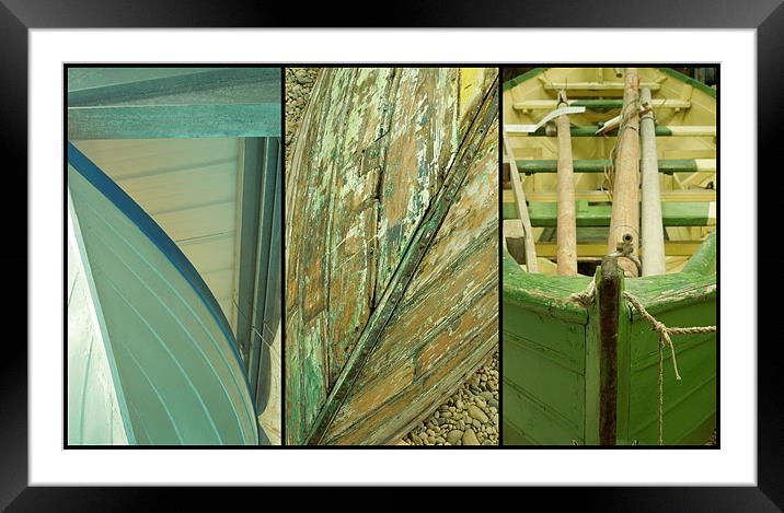 boat triptych Framed Mounted Print by Heather Newton