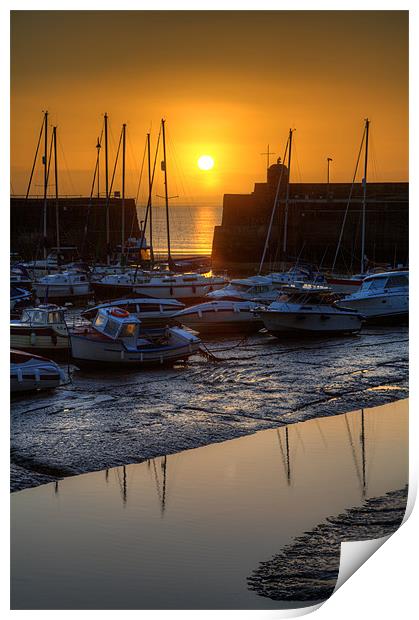 Saundersfoot Harbour at Sunrise Print by Simon West