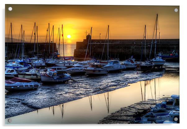 Saundersfoot Harbour Sunrise Acrylic by Simon West