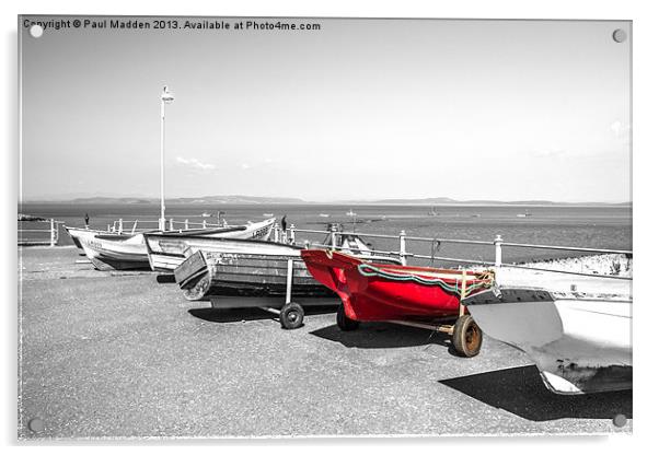 Red boat at Morecambe Bay Acrylic by Paul Madden