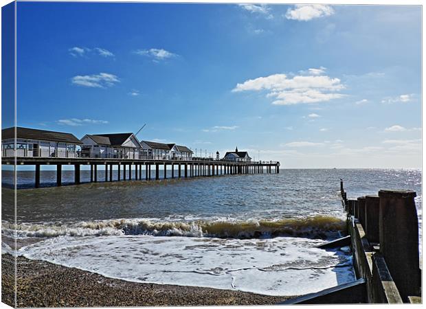 Southwold Pier and Groyne Canvas Print by Bill Simpson