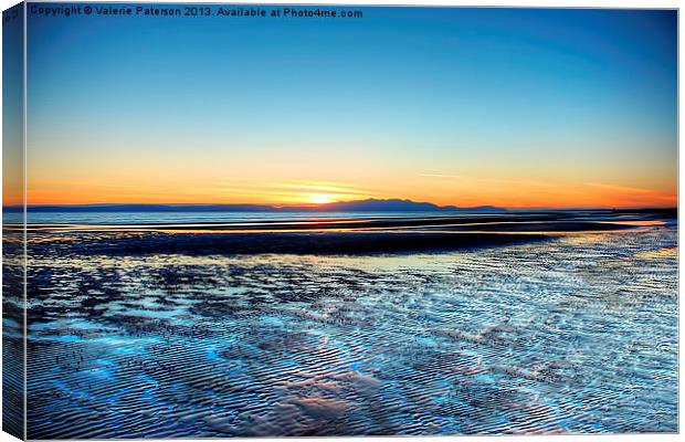 Sunset over Arran Canvas Print by Valerie Paterson