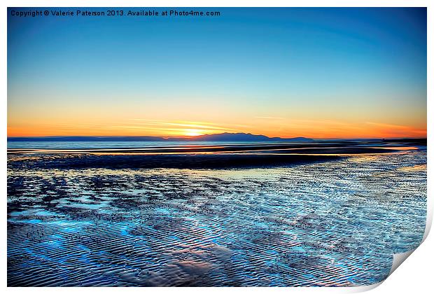 Sunset over Arran Print by Valerie Paterson