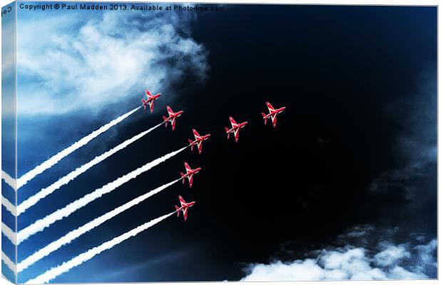 Red Arrows Swan 1 Formation Canvas Print by Paul Madden
