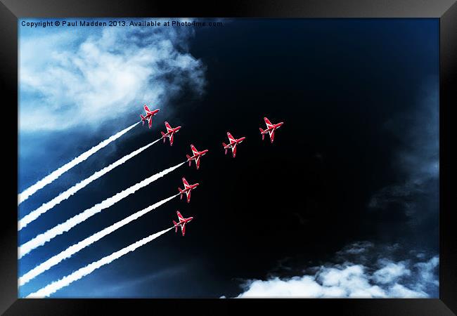 Red Arrows Swan 1 Formation Framed Print by Paul Madden