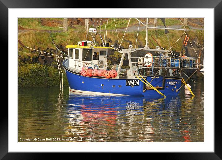 Blue Fishing Boat Framed Mounted Print by Dave Bell