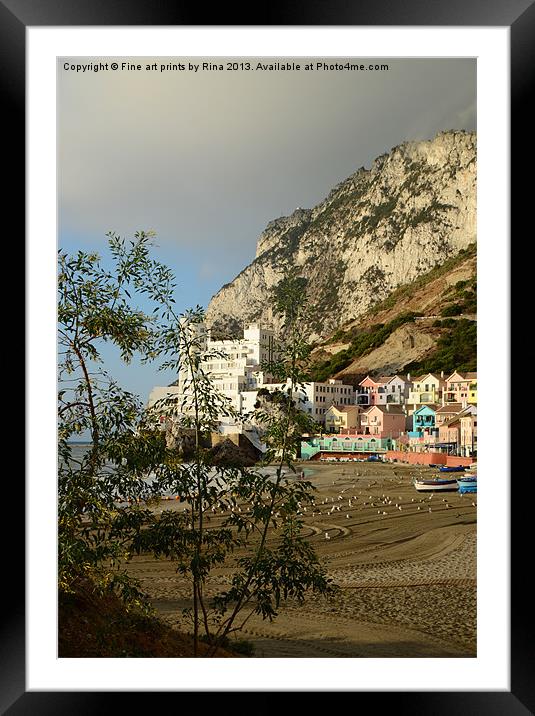 Catalan Bay, Gibraltar Framed Mounted Print by Fine art by Rina