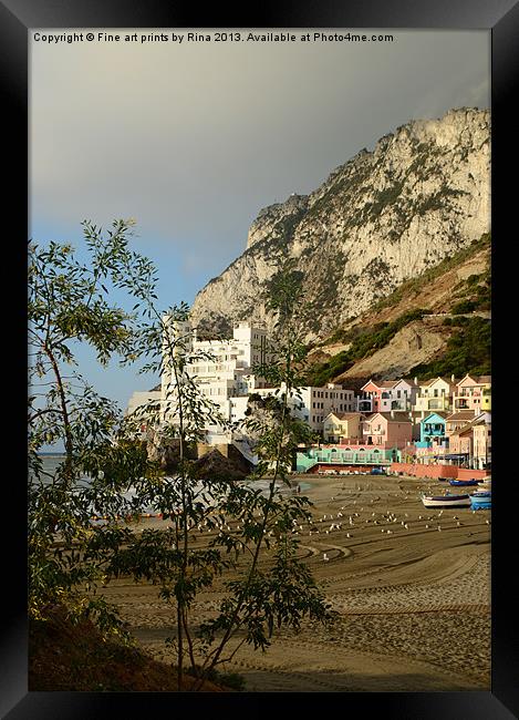 Catalan Bay, Gibraltar Framed Print by Fine art by Rina